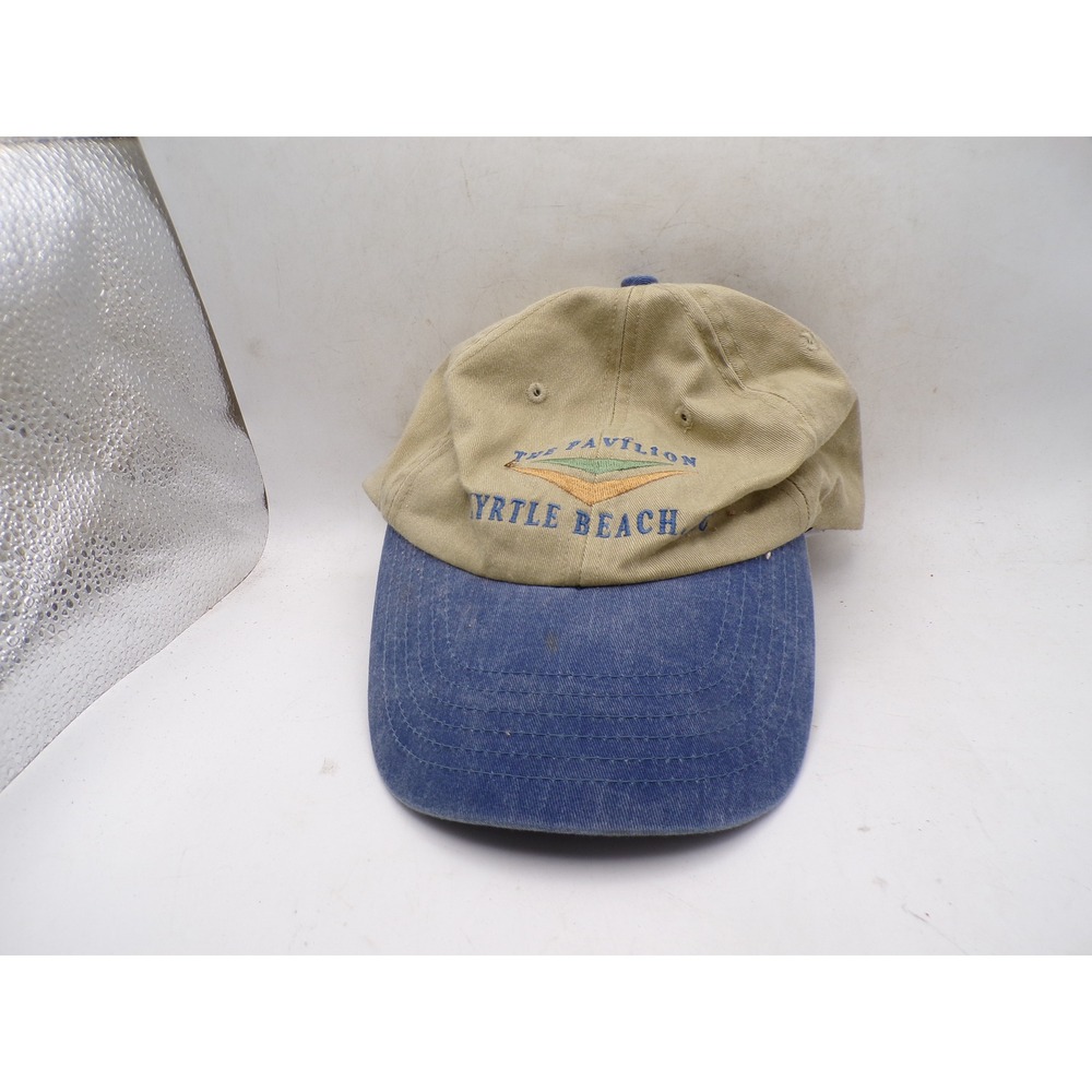 Vintage Royal Myrtle Beach The Pavilion Hat Khaki Blue Strapback Dad Cap